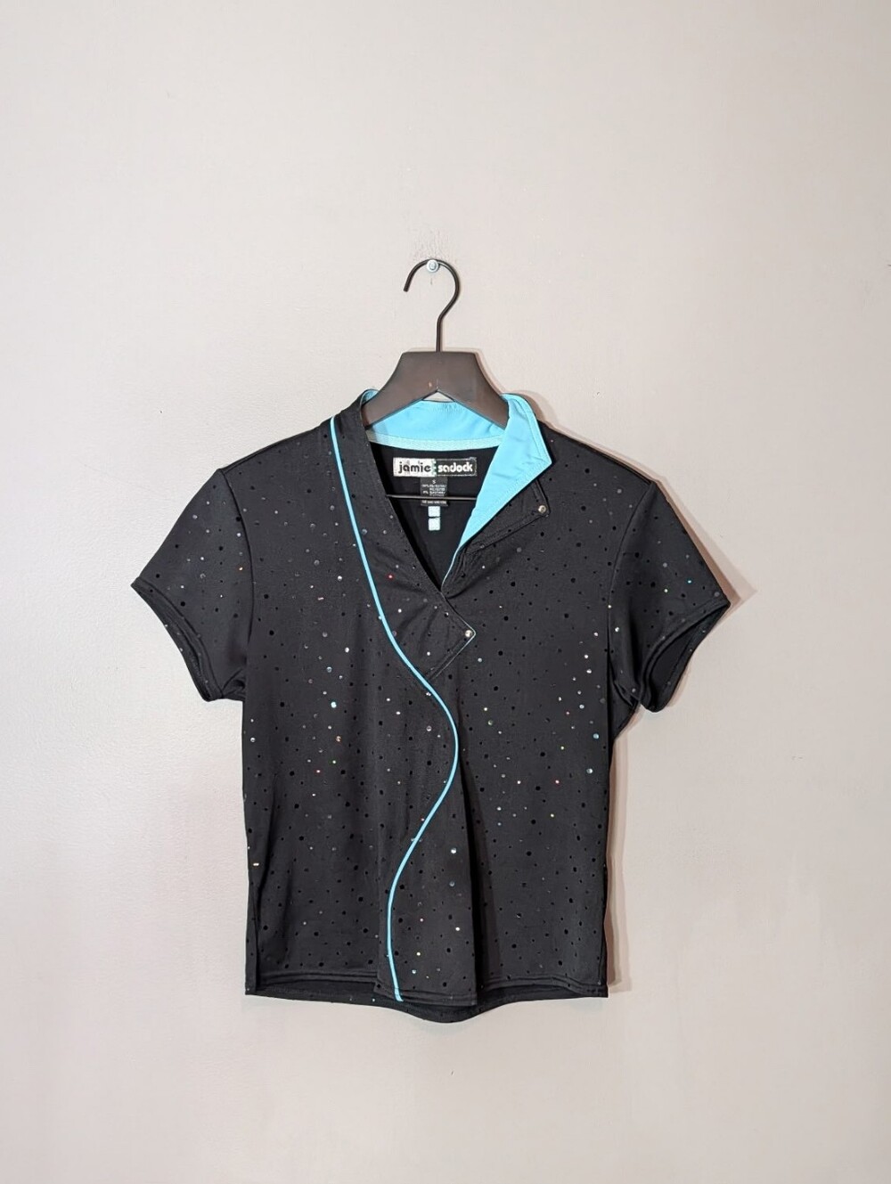 jamie sadock Black Polo with Aqua Trim